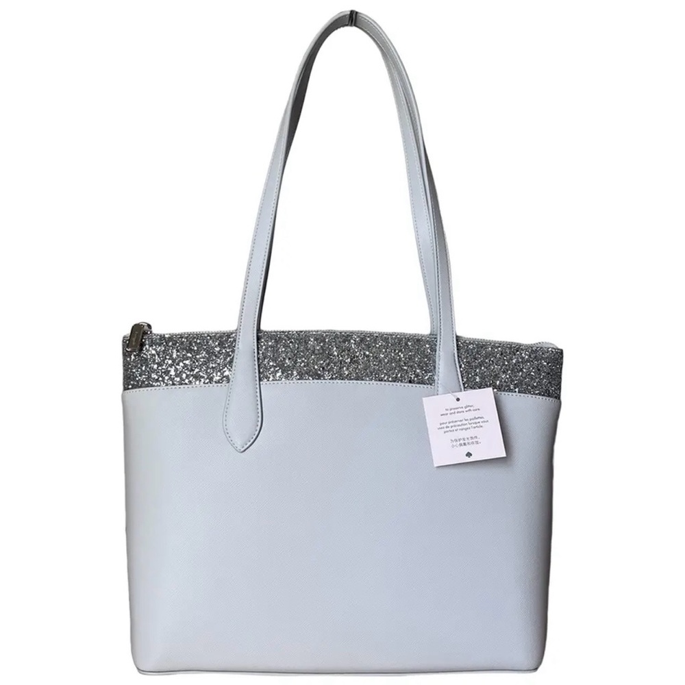 kate spade Light Gray Tote with Silver Glitter Trim